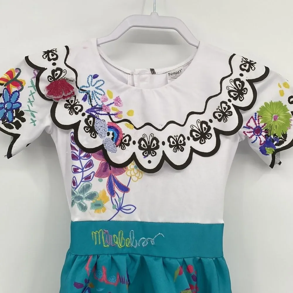 Disney Childs Encanto Mirabel Dress and Glasses Halloween Costume Small 4-6
